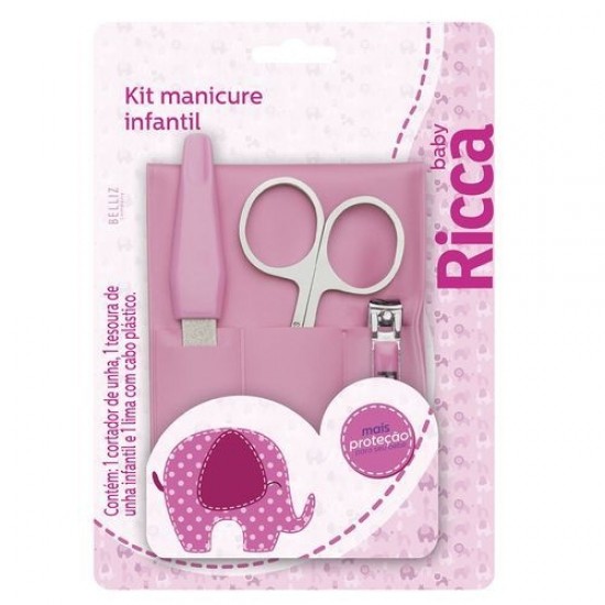 Kit Manicure infantil rosa 4 itens Ricca